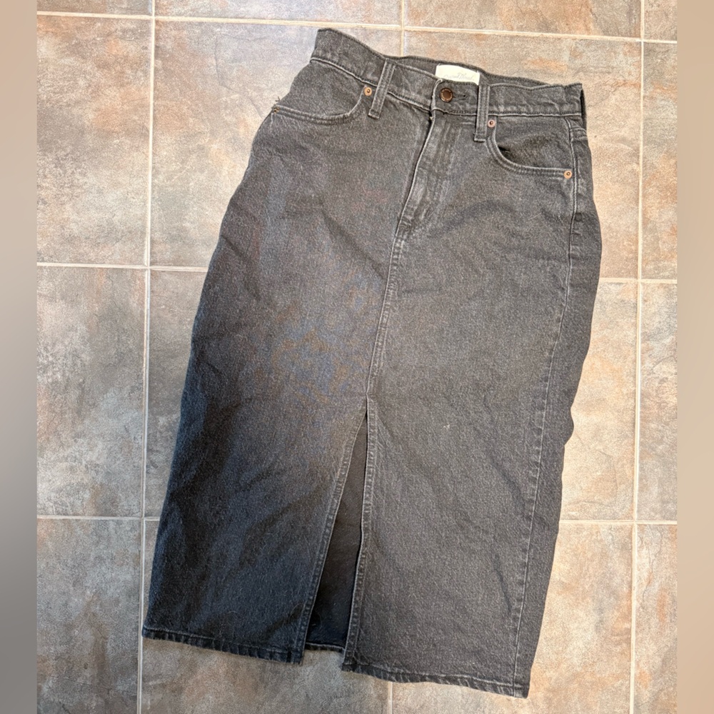 Target black denim midi skirt 0
